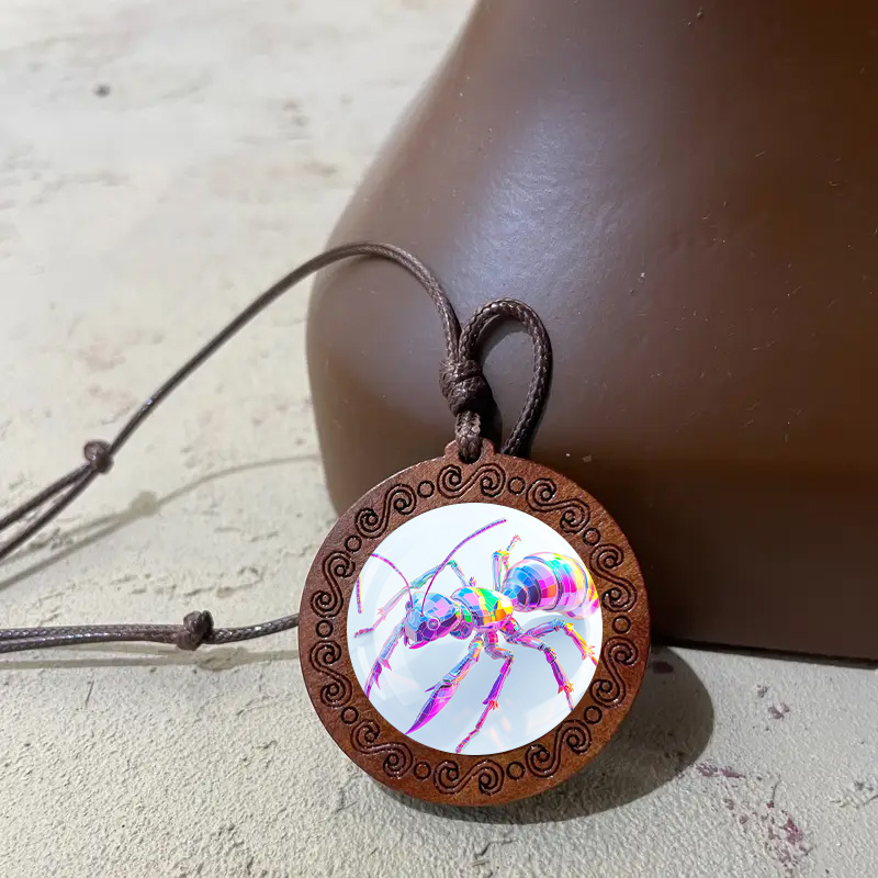 Adjustable Multi-Faceted Wood Bead Necklace, Unisex Gift